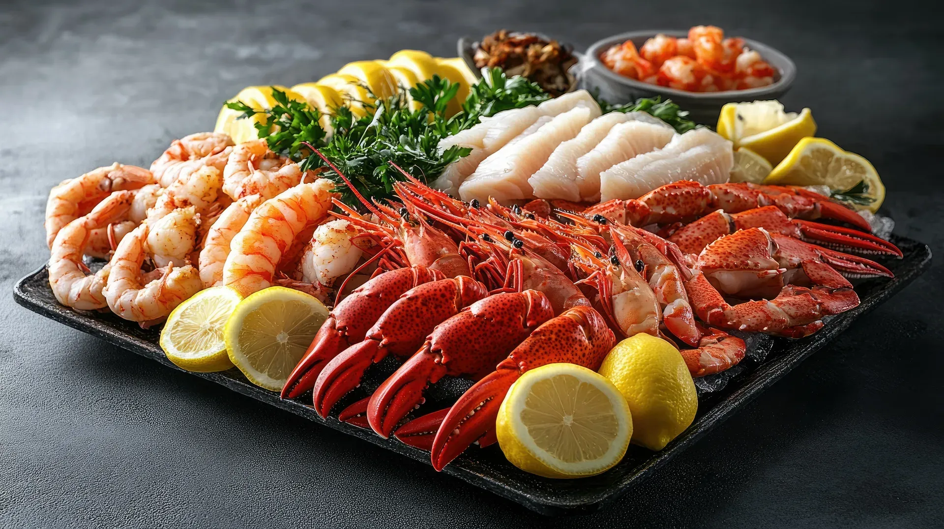 Plateau de fruits de mer, homard, crevettes, crabe de la Côte-Nord